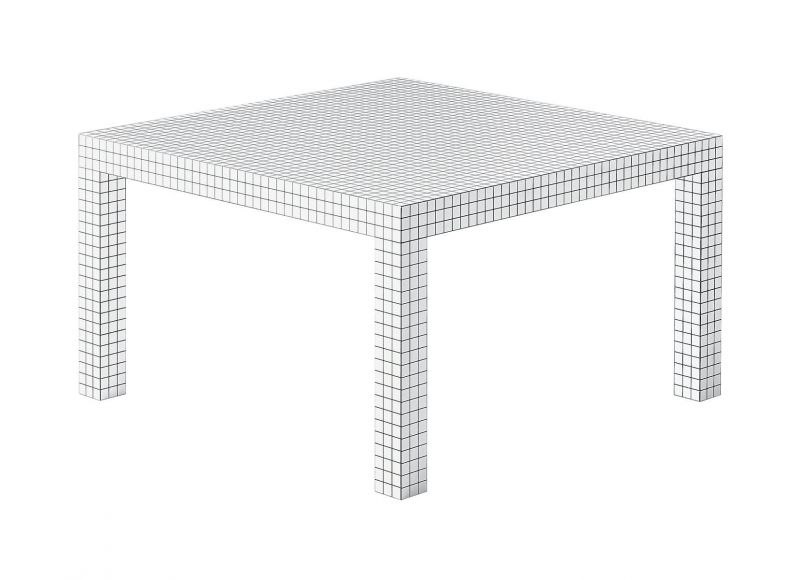 Quadratischer Quaderna Tisch von Zanotta, modernes Design mit weißem, kariertem Muster.